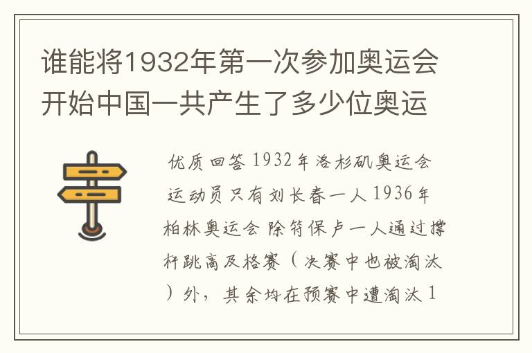 谁能将1932年第一次参加奥运会开始中国一共产生了多少位奥运冠军?