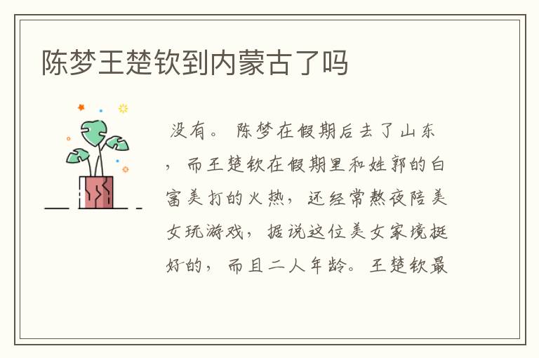 陈梦王楚钦到内蒙古了吗