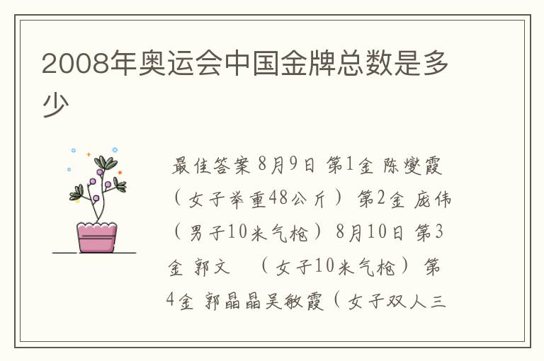 2008年奥运会中国金牌总数是多少