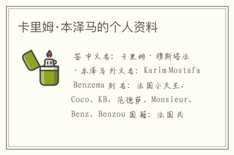 卡里姆·本泽马的个人资料