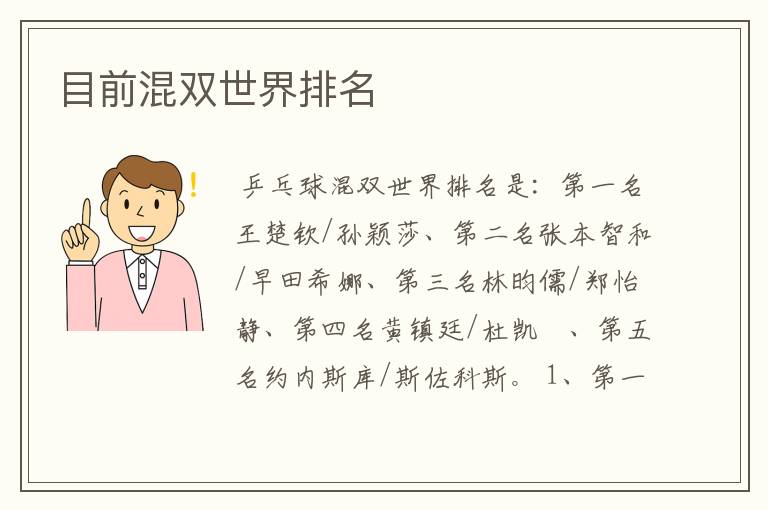 目前混双世界排名