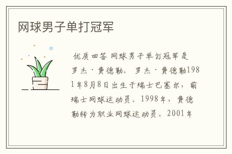 网球男子单打冠军