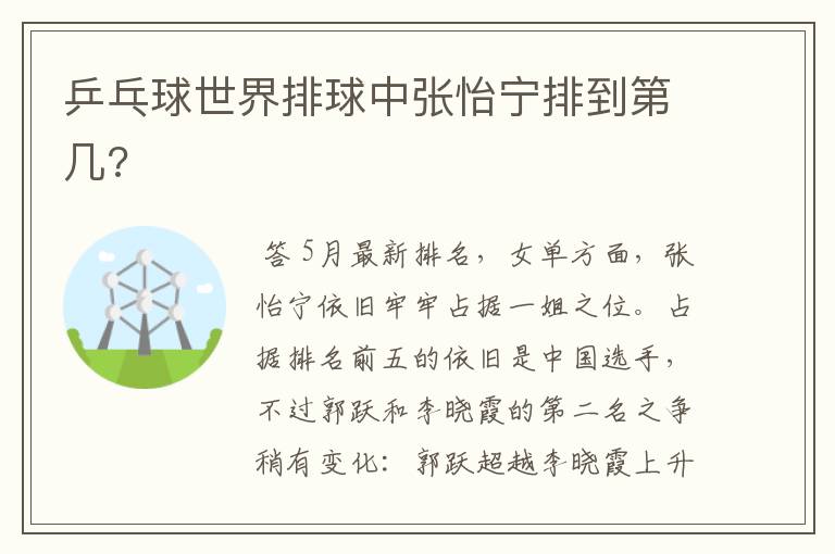 乒乓球世界排球中张怡宁排到第几?