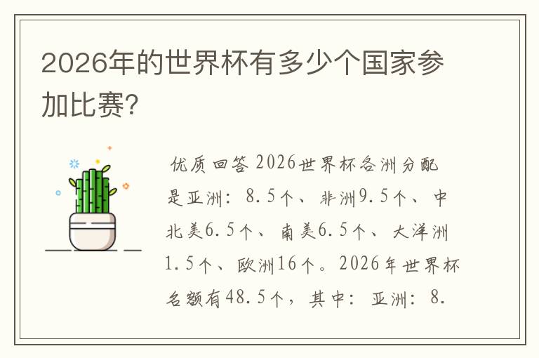 2026年的世界杯有多少个国家参加比赛?