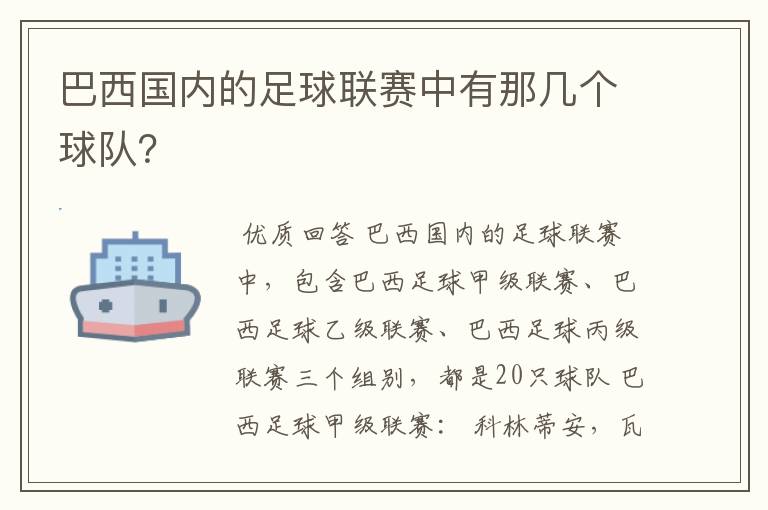 巴西国内的足球联赛中有那几个球队?