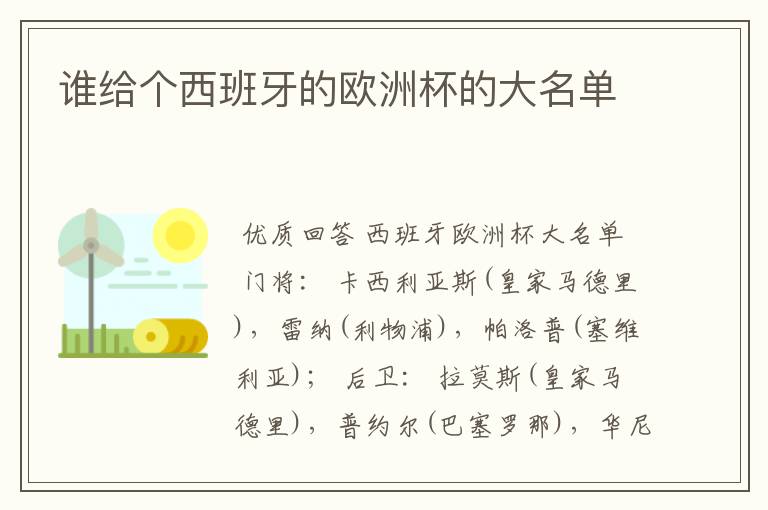 谁给个西班牙的欧洲杯的大名单