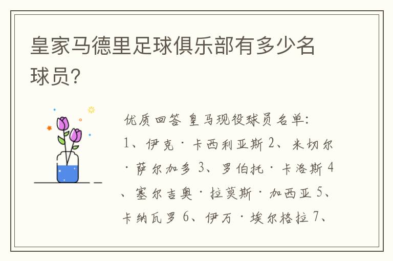 皇家马德里足球俱乐部有多少名球员?