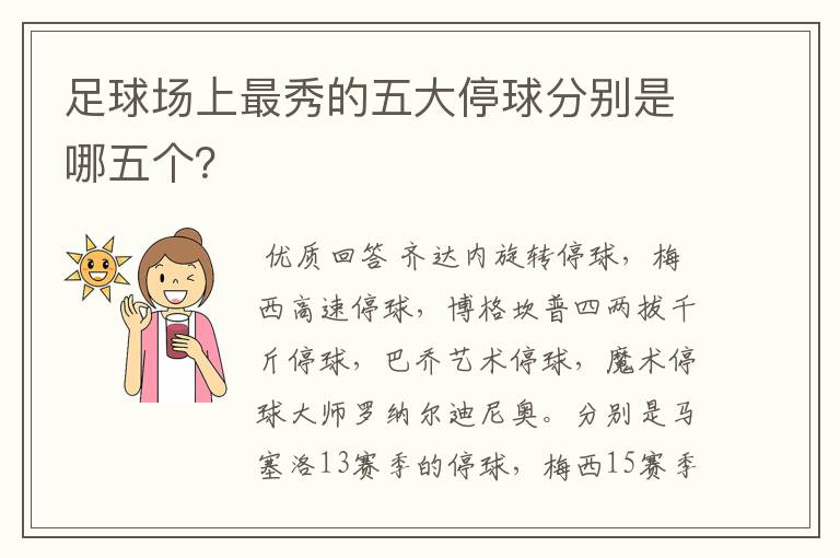 足球场上最秀的五大停球分别是哪五个?