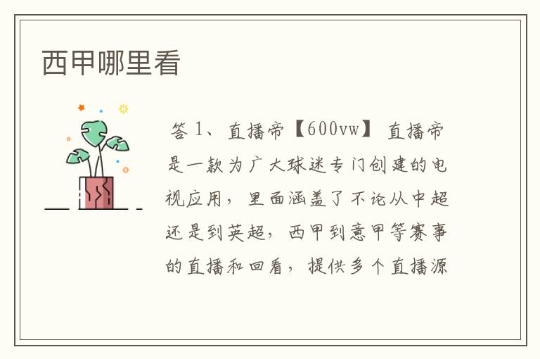 西甲哪里看