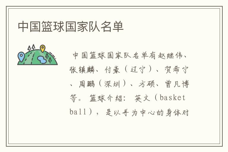 中国篮球国家队名单