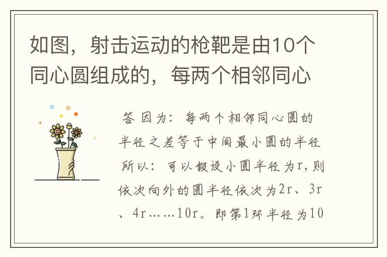 如图,射击运动的枪靶是由10个同心圆组成的,每两个相邻同心圆的半径之差等于中间最小圆的半径,从外向