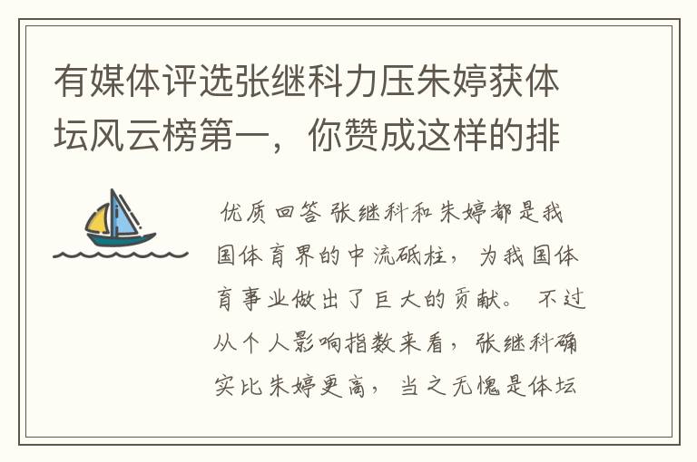 有媒体评选张继科力压朱婷获体坛风云榜第一,你赞成这样的排名吗?