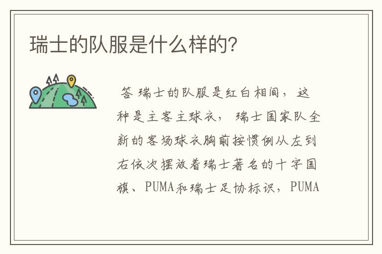 瑞士的队服是什么样的?