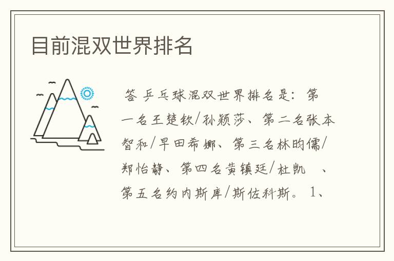 目前混双世界排名