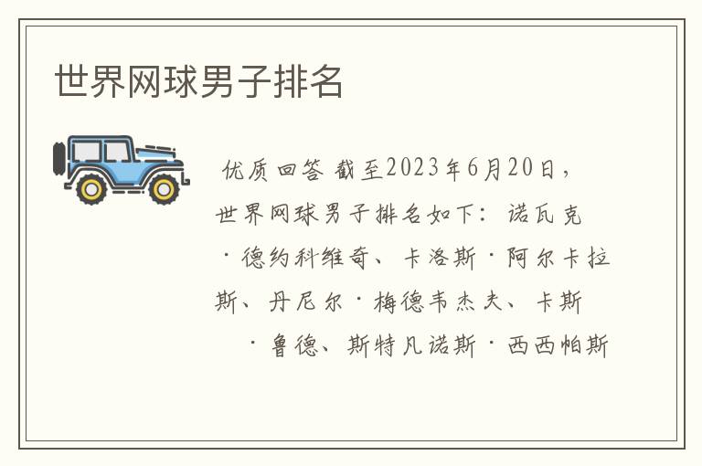 世界网球男子排名