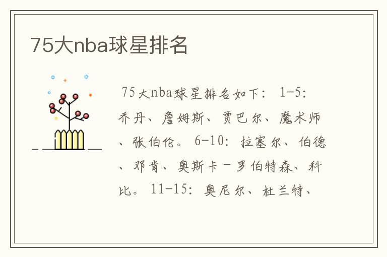 75大nba球星排名