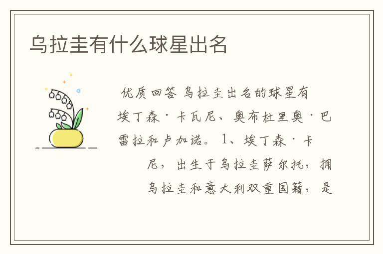 乌拉圭有什么球星出名