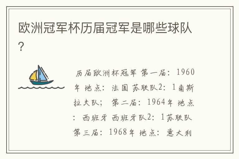 欧洲冠军杯历届冠军是哪些球队?