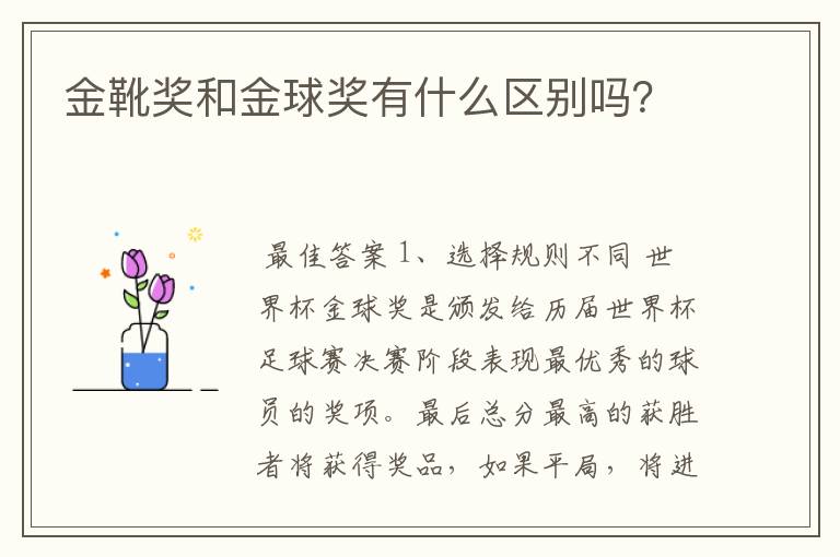 金靴奖和金球奖有什么区别吗?