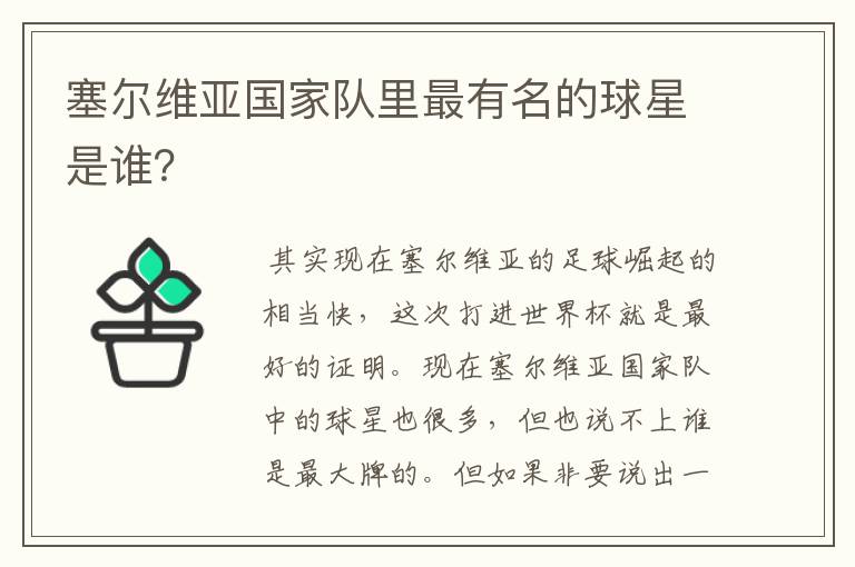 塞尔维亚国家队里最有名的球星是谁?
