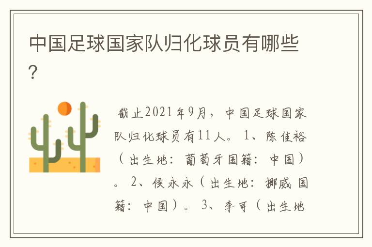 中国足球国家队归化球员有哪些?