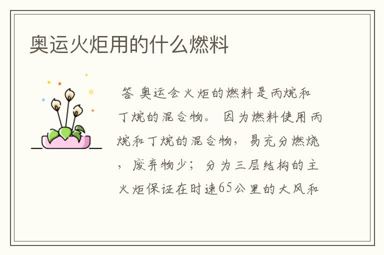 奥运火炬用的什么燃料