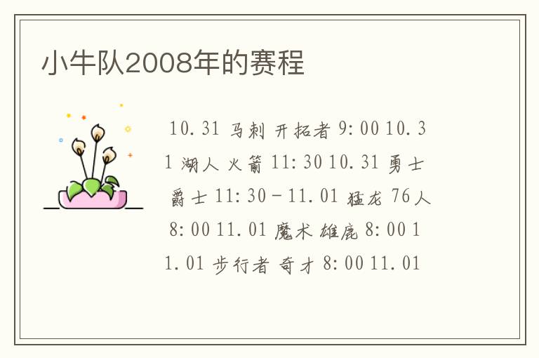 小牛队2008年的赛程