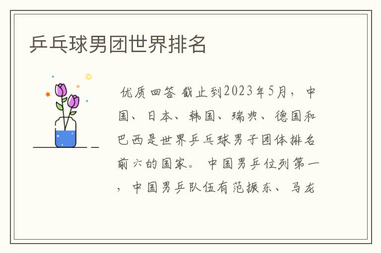 乒乓球男团世界排名