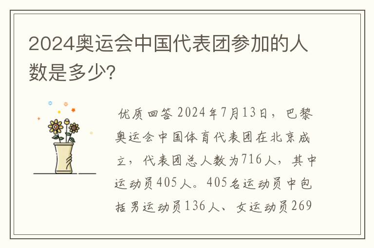 2024奥运会中国代表团参加的人数是多少?