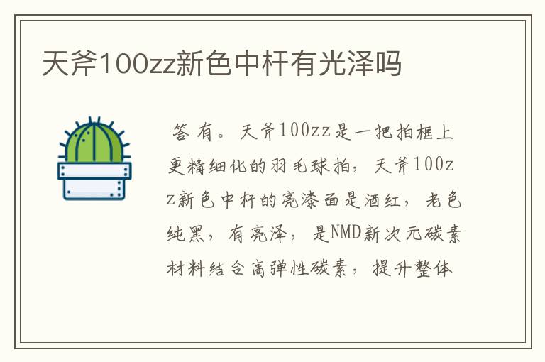 天斧100zz新色中杆有光泽吗