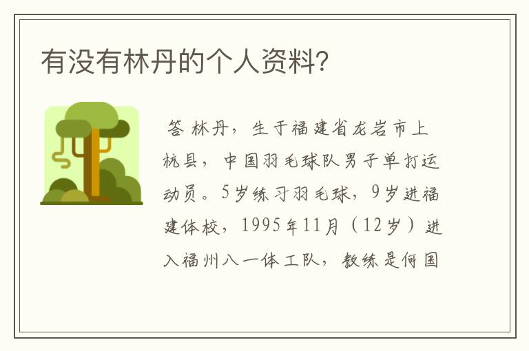 有没有林丹的个人资料?