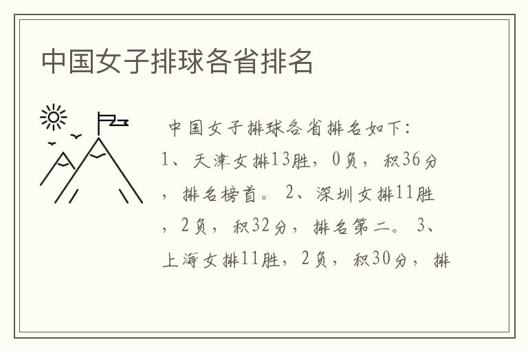 中国女子排球各省排名