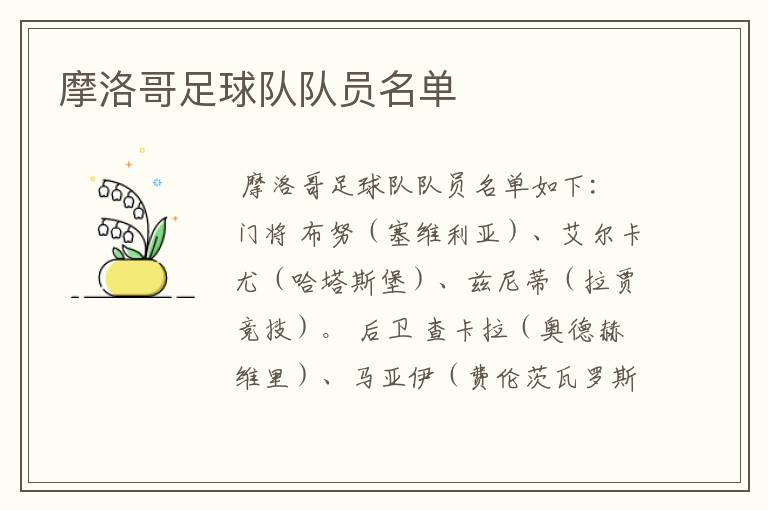 摩洛哥足球队队员名单
