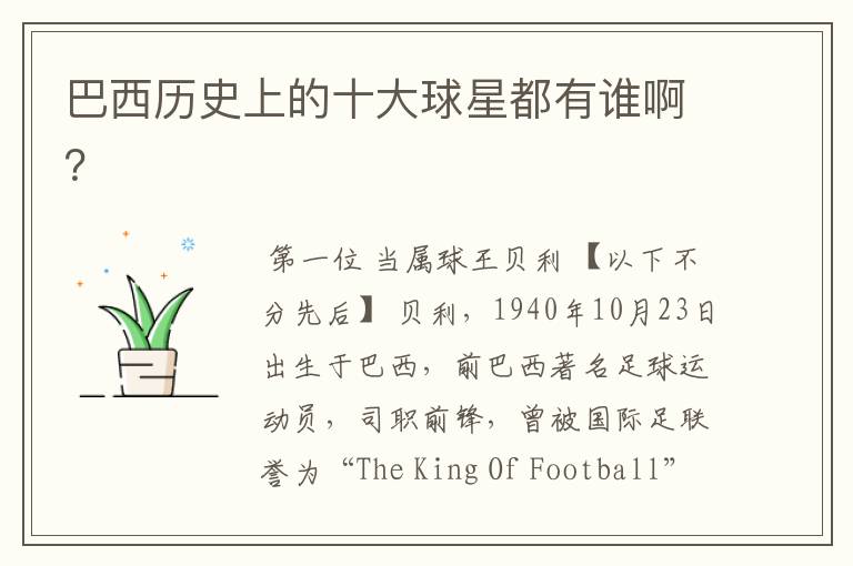 巴西历史上的十大球星都有谁啊?