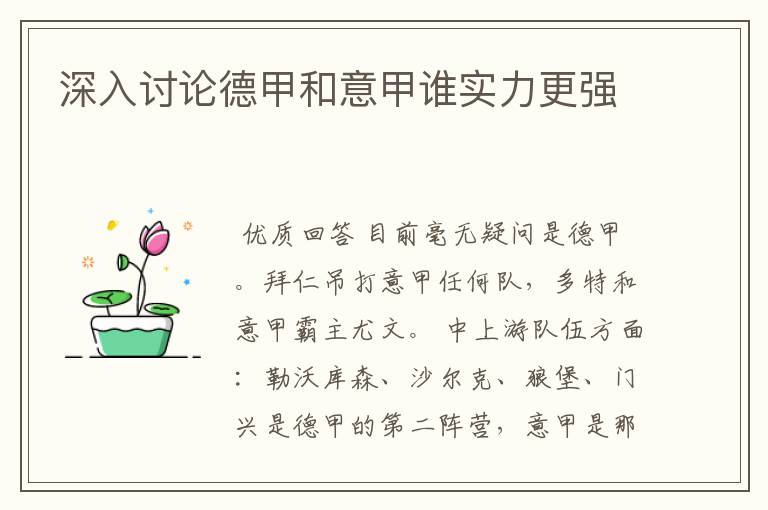 深入讨论德甲和意甲谁实力更强