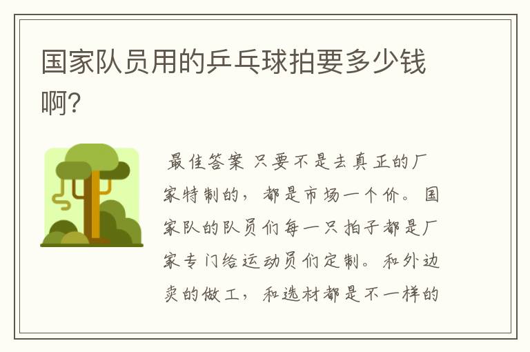 国家队员用的乒乓球拍要多少钱啊?
