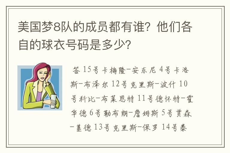 美国梦8队的成员都有谁?他们各自的球衣号码是多少?