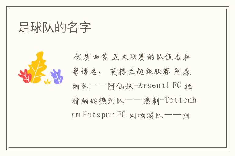 足球队的名字