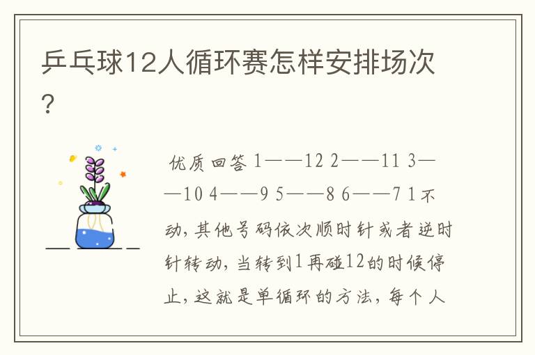 乒乓球12人循环赛怎样安排场次?