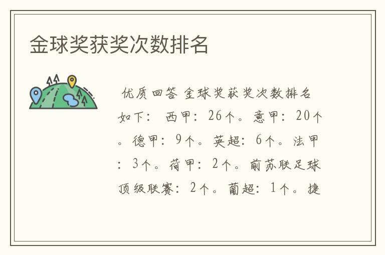 金球奖获奖次数排名