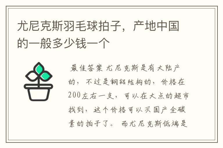 尤尼克斯羽毛球拍子,产地中国的一般多少钱一个
