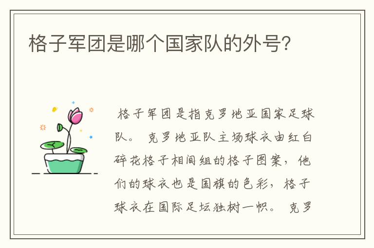 格子军团是哪个国家队的外号?