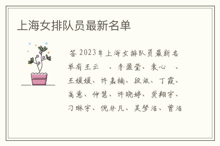 上海女排队员最新名单