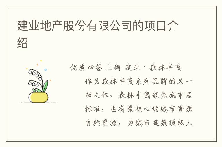 建业地产股份有限公司的项目介绍