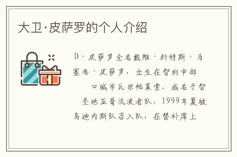 大卫·皮萨罗的个人介绍