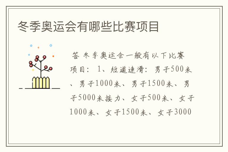 冬季奥运会有哪些比赛项目