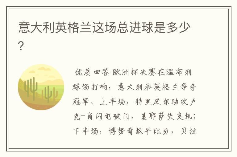 意大利英格兰这场总进球是多少?
