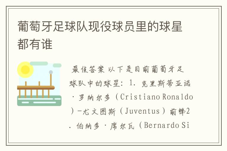 葡萄牙足球队现役球员里的球星都有谁