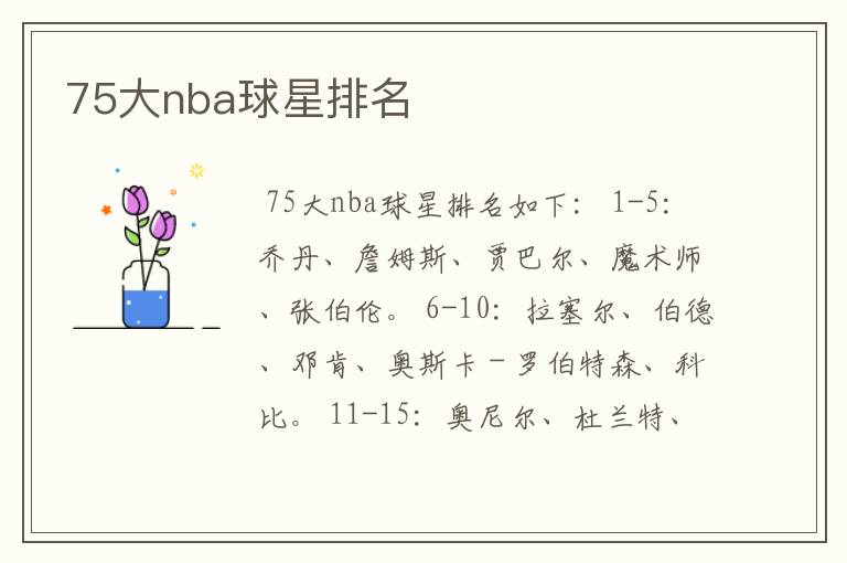 75大nba球星排名