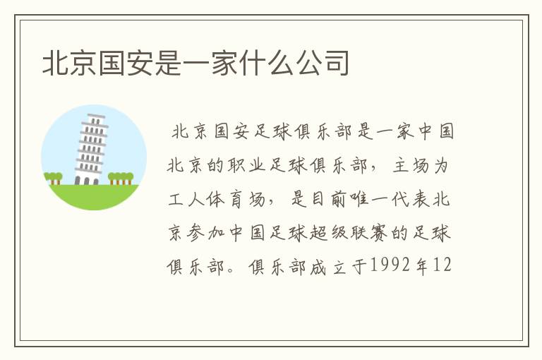 北京国安是一家什么公司